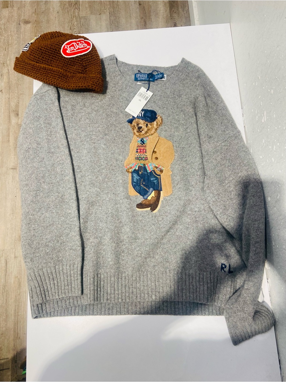 Polo Ralph Lauren Gray Bear Crewneck Sweater